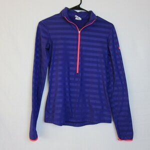 Nike Pro Shirt Purple 1/4 Zip Pullover Dri-fit Striped Athletic Women's Small